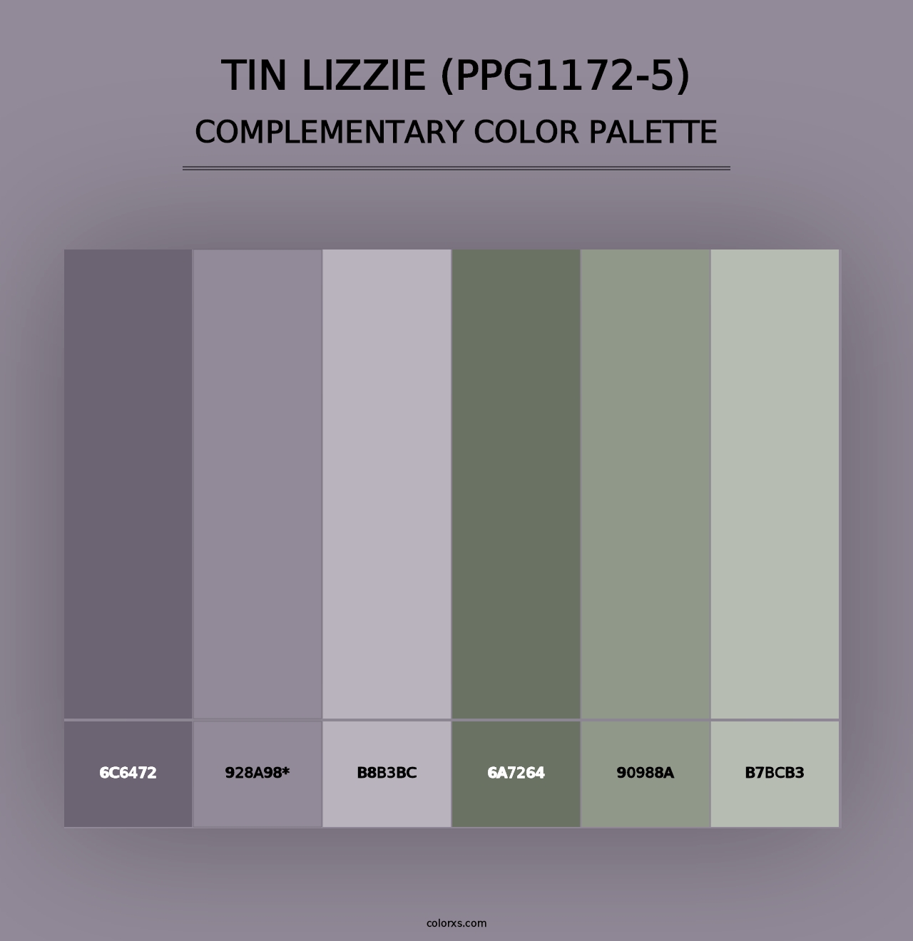 Tin Lizzie (PPG1172-5) - Complementary Color Palette