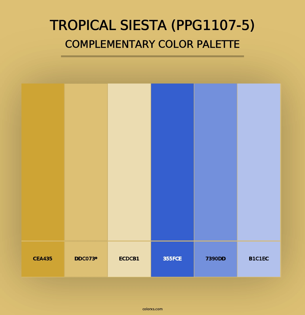 Tropical Siesta (PPG1107-5) - Complementary Color Palette