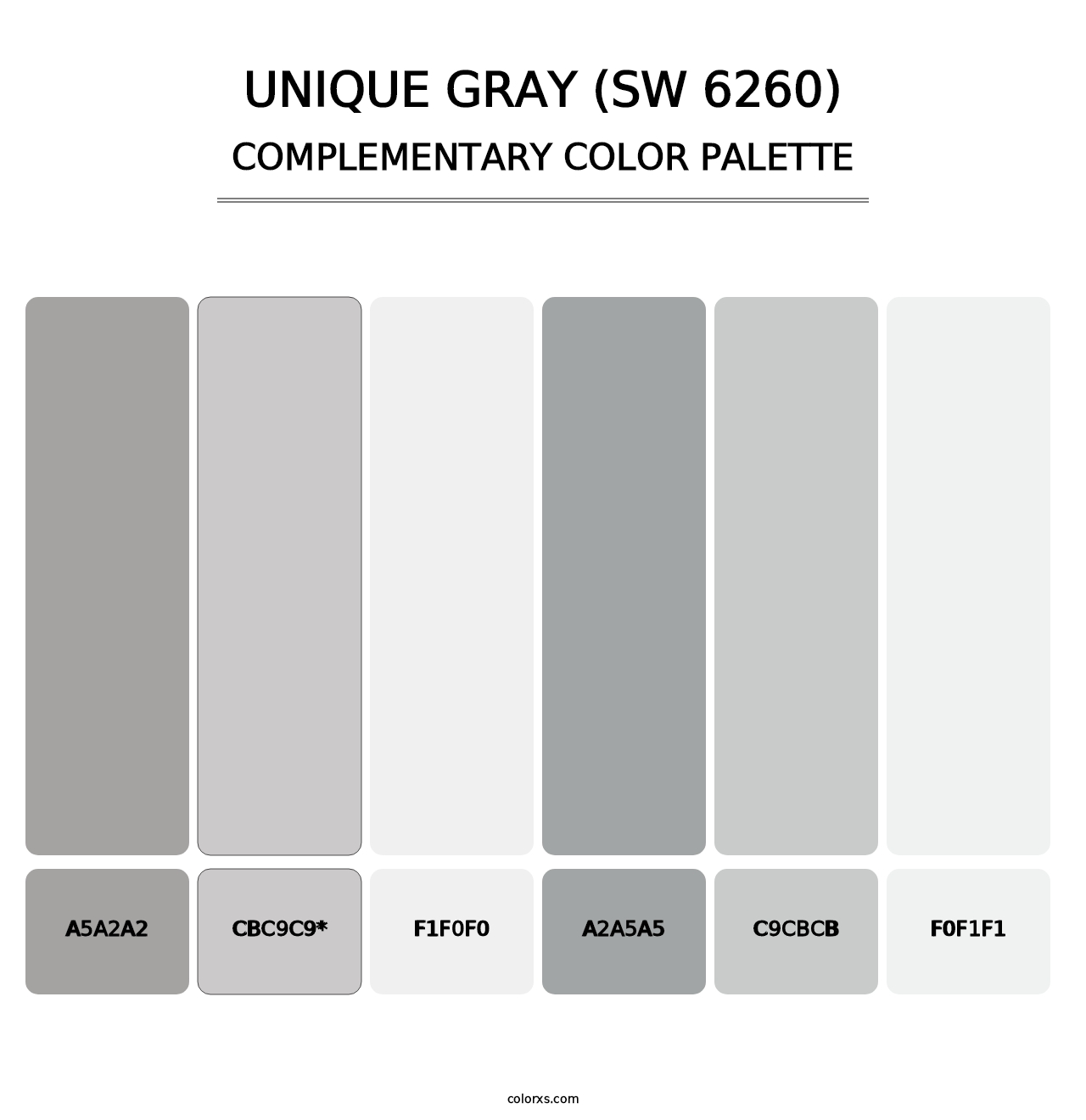 Unique Gray (SW 6260) - Complementary Color Palette