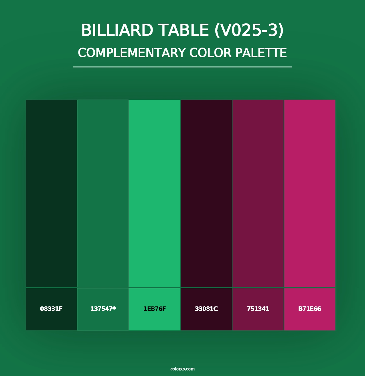 Billiard Table (V025-3) - Complementary Color Palette