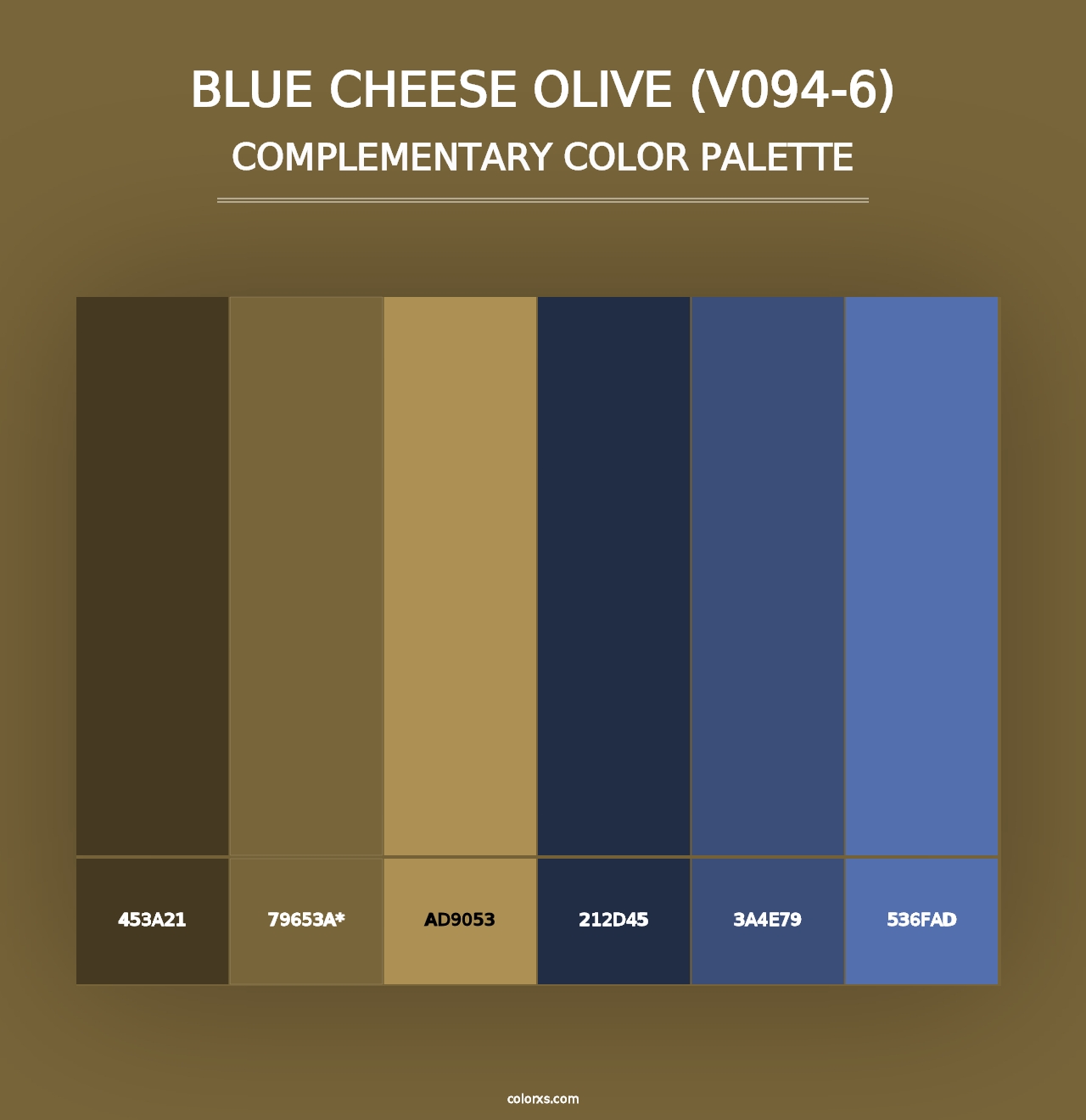 Blue Cheese Olive (V094-6) - Complementary Color Palette