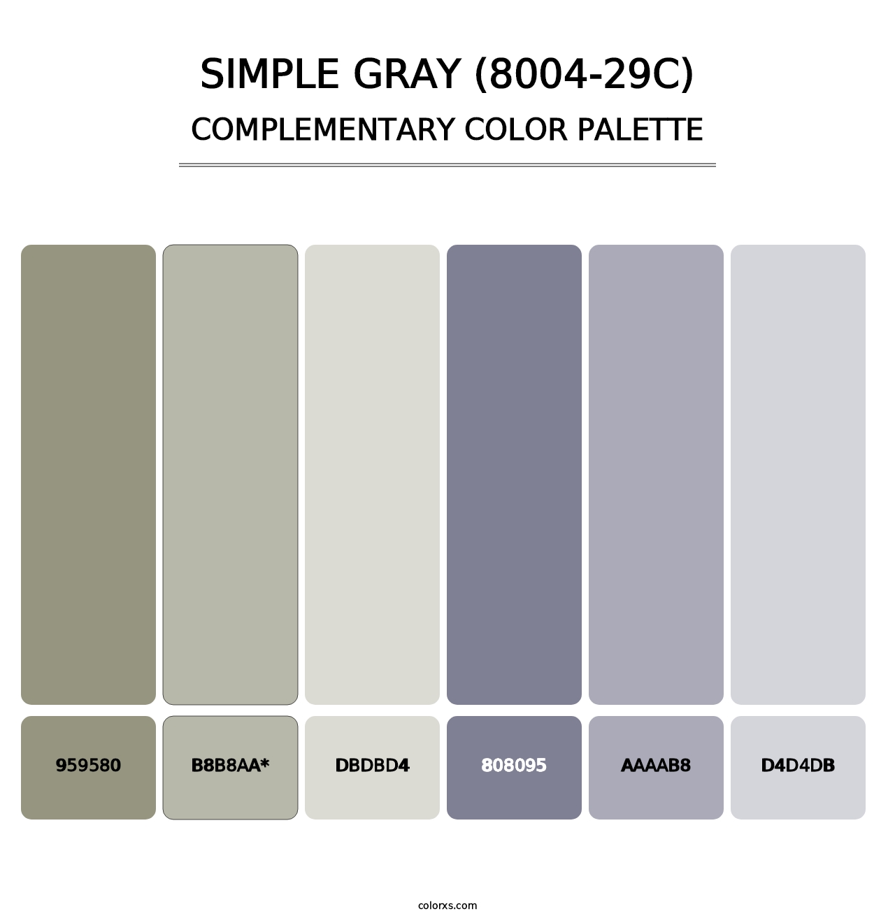 Simple Gray (8004-29C) - Complementary Color Palette