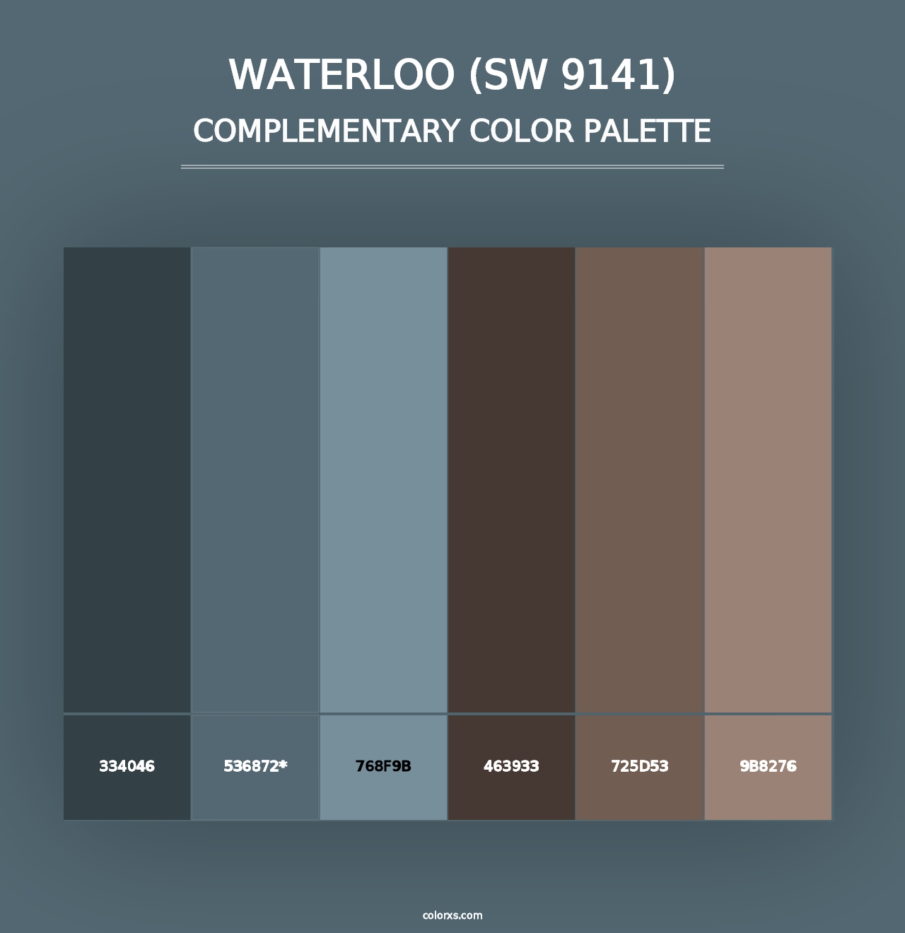 Waterloo (SW 9141) - Complementary Color Palette