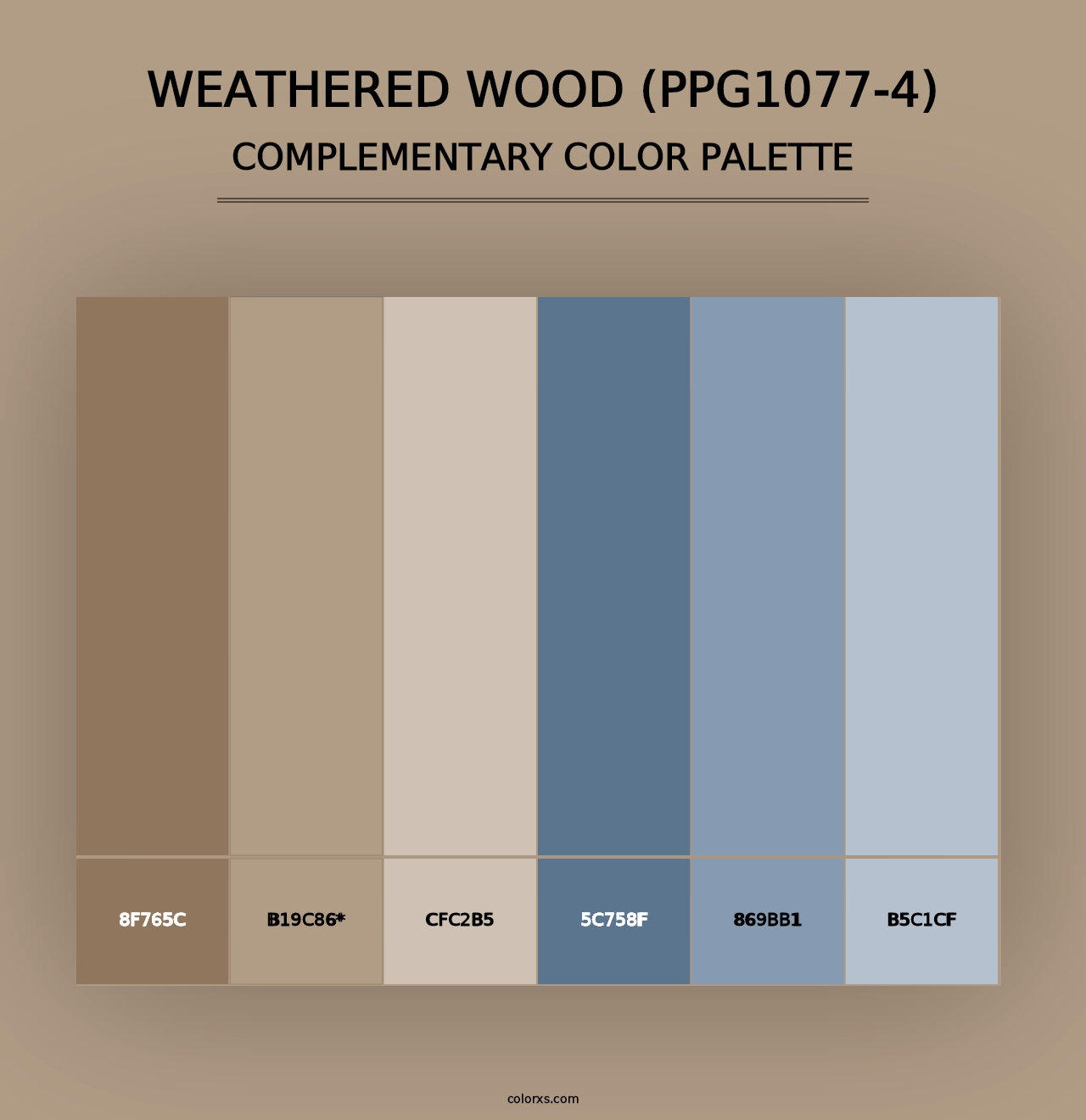 Weathered Wood (PPG1077-4) - Complementary Color Palette