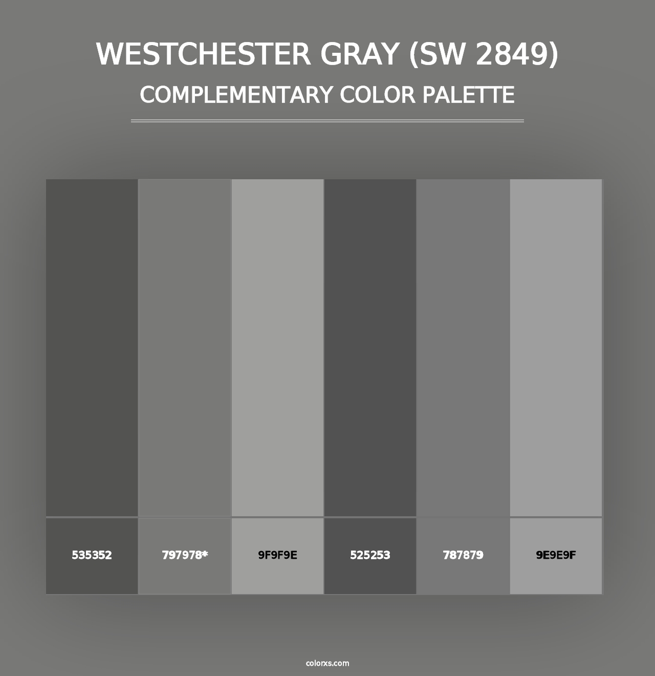 Westchester Gray (SW 2849) - Complementary Color Palette