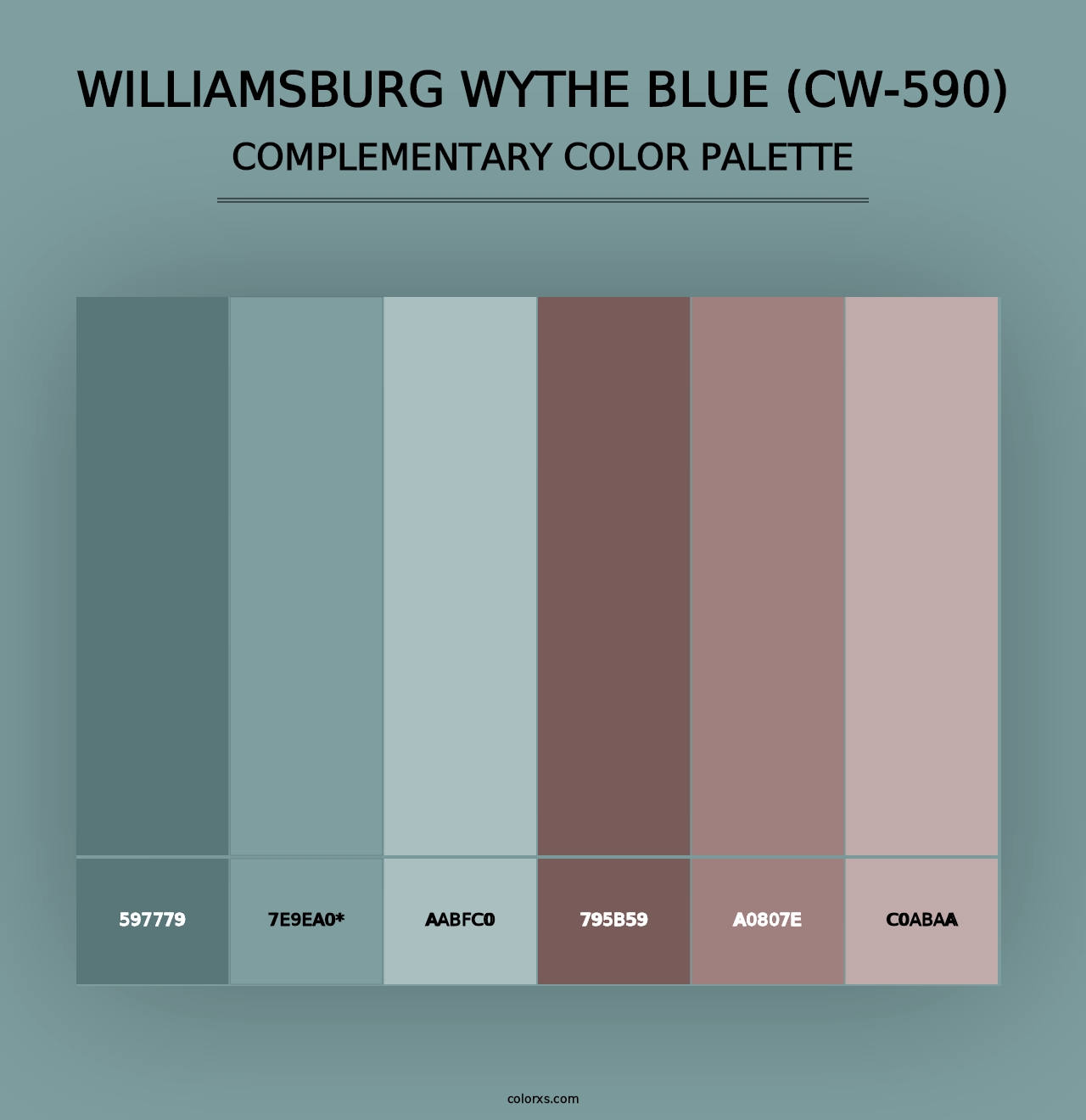 Williamsburg Wythe Blue (CW-590) - Complementary Color Palette