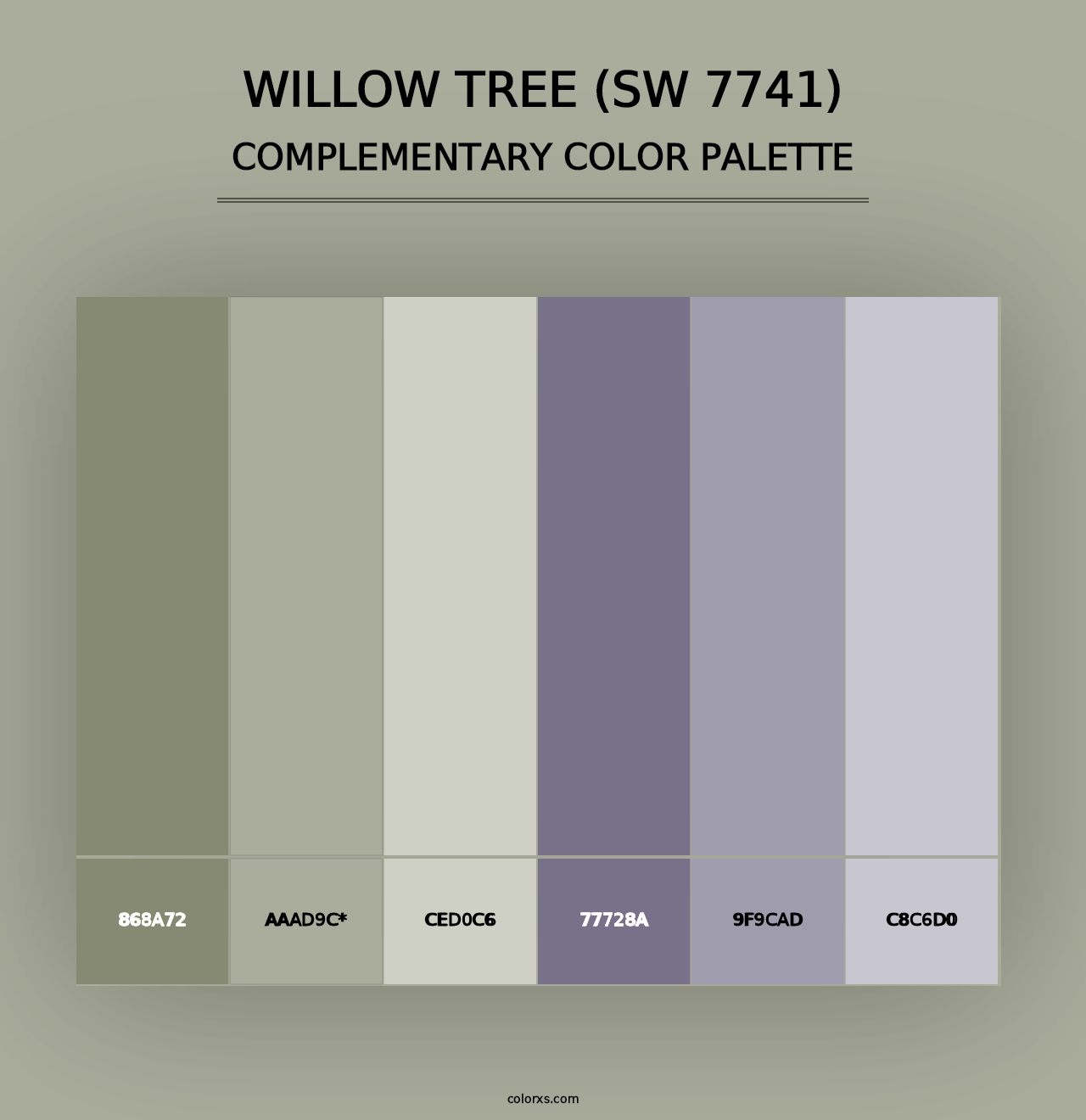 Willow Tree (SW 7741) - Complementary Color Palette