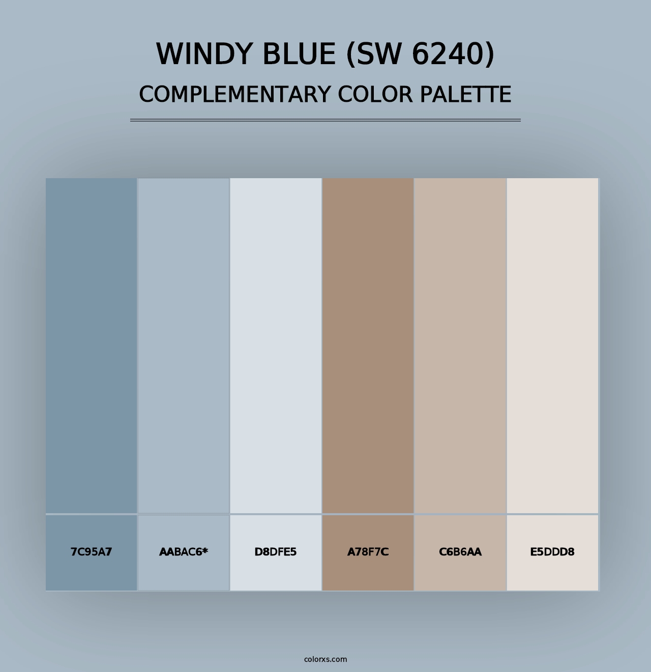 Windy Blue (SW 6240) - Complementary Color Palette