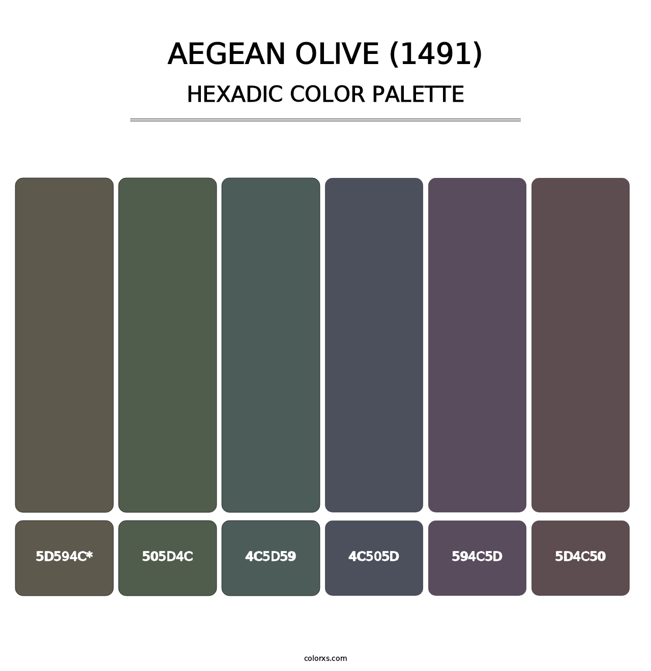 Aegean Olive (1491) - Hexadic Color Palette