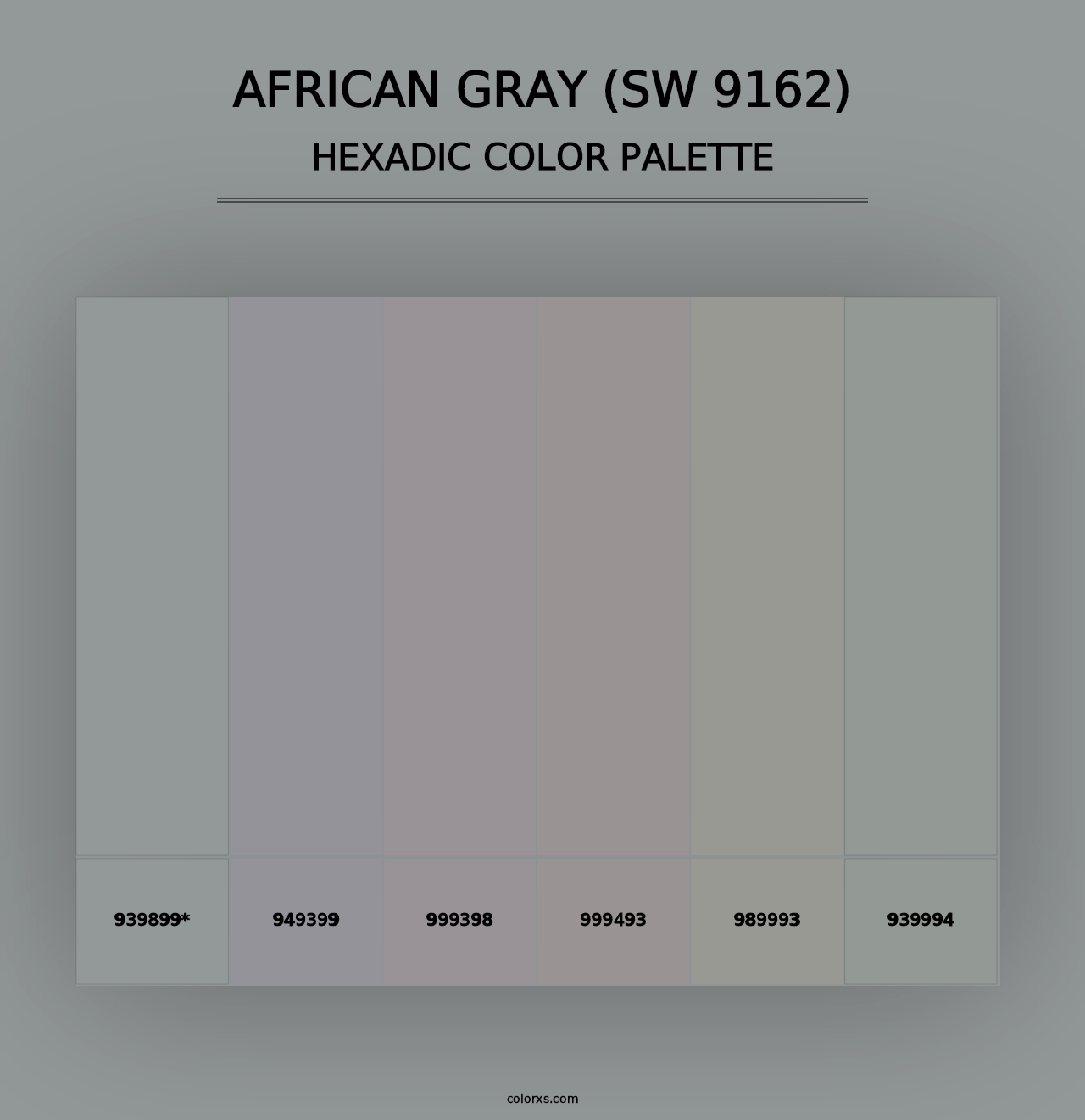 African Gray (SW 9162) - Hexadic Color Palette