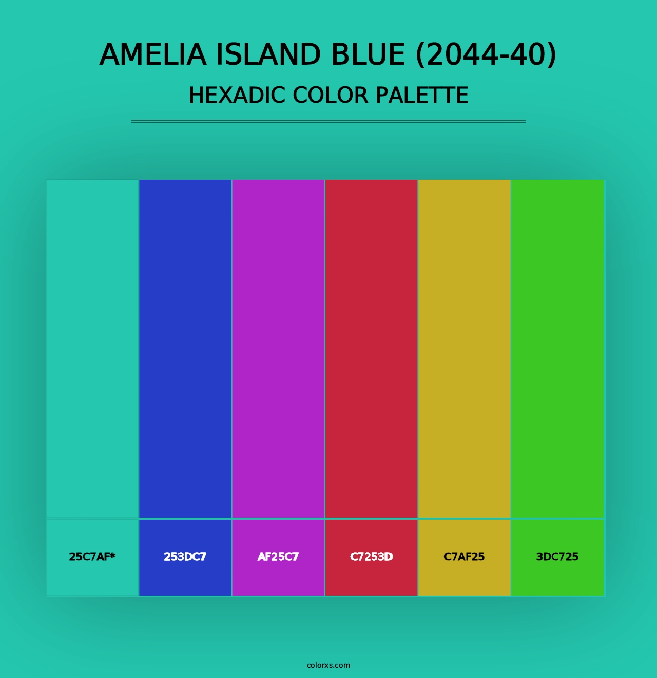 Amelia Island Blue (2044-40) - Hexadic Color Palette