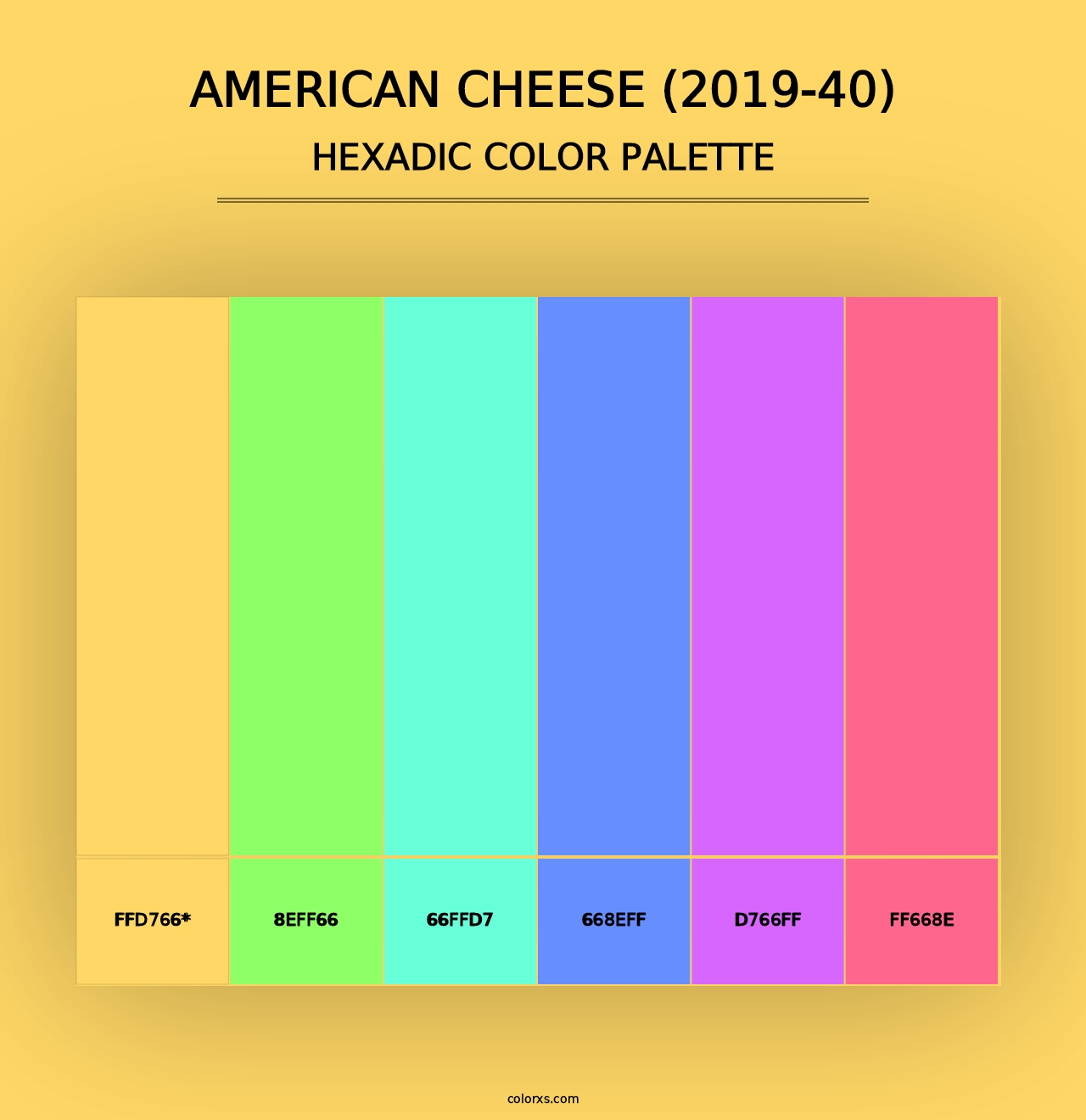 American Cheese (2019-40) - Hexadic Color Palette