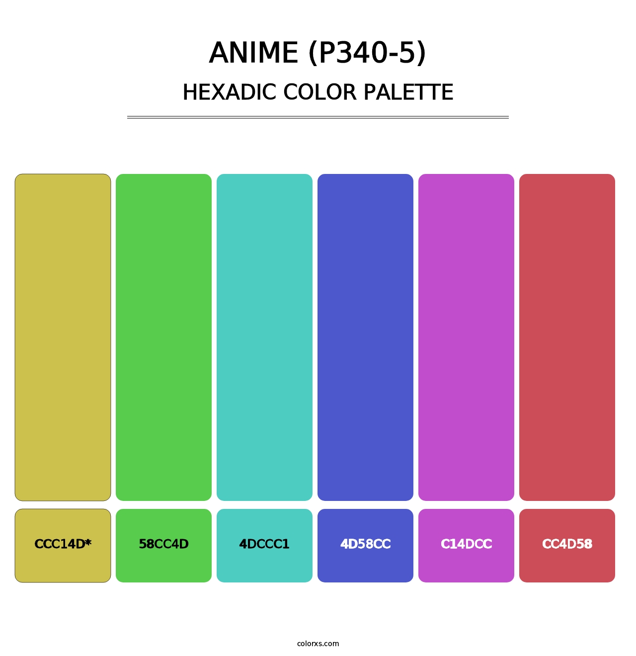 Anime (P340-5) - Hexadic Color Palette