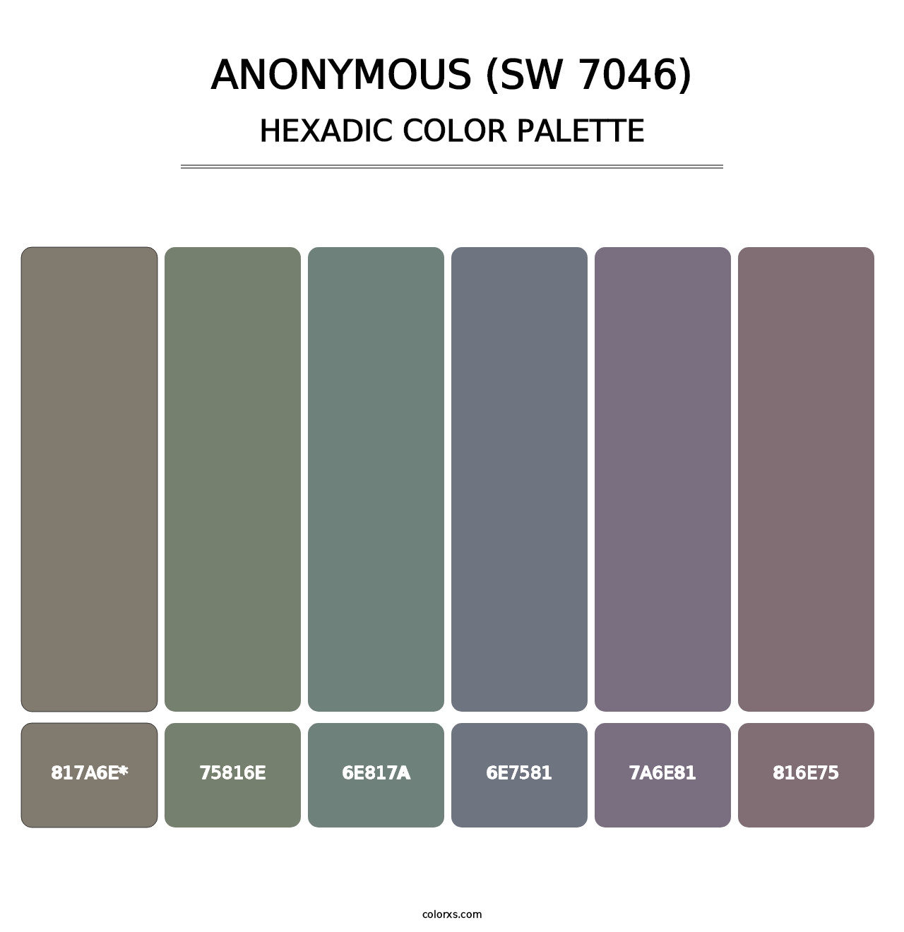 Anonymous (SW 7046) - Hexadic Color Palette