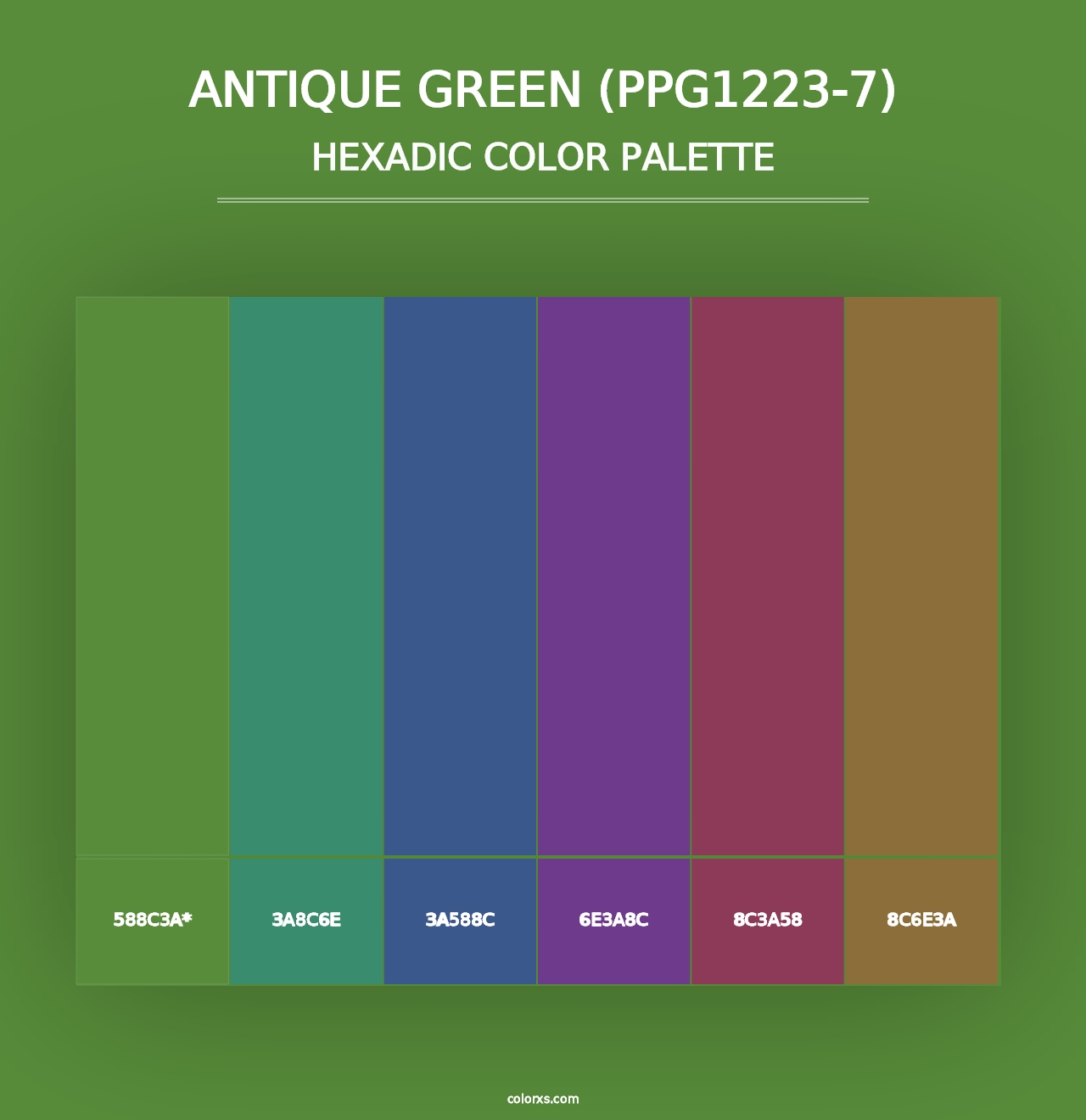 Antique Green (PPG1223-7) - Hexadic Color Palette