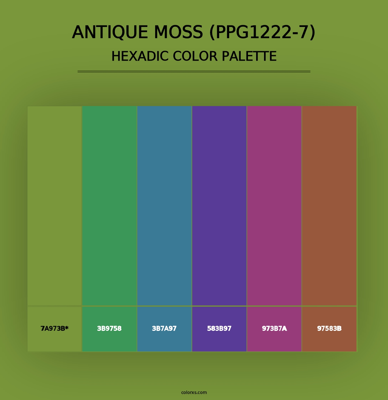 Antique Moss (PPG1222-7) - Hexadic Color Palette