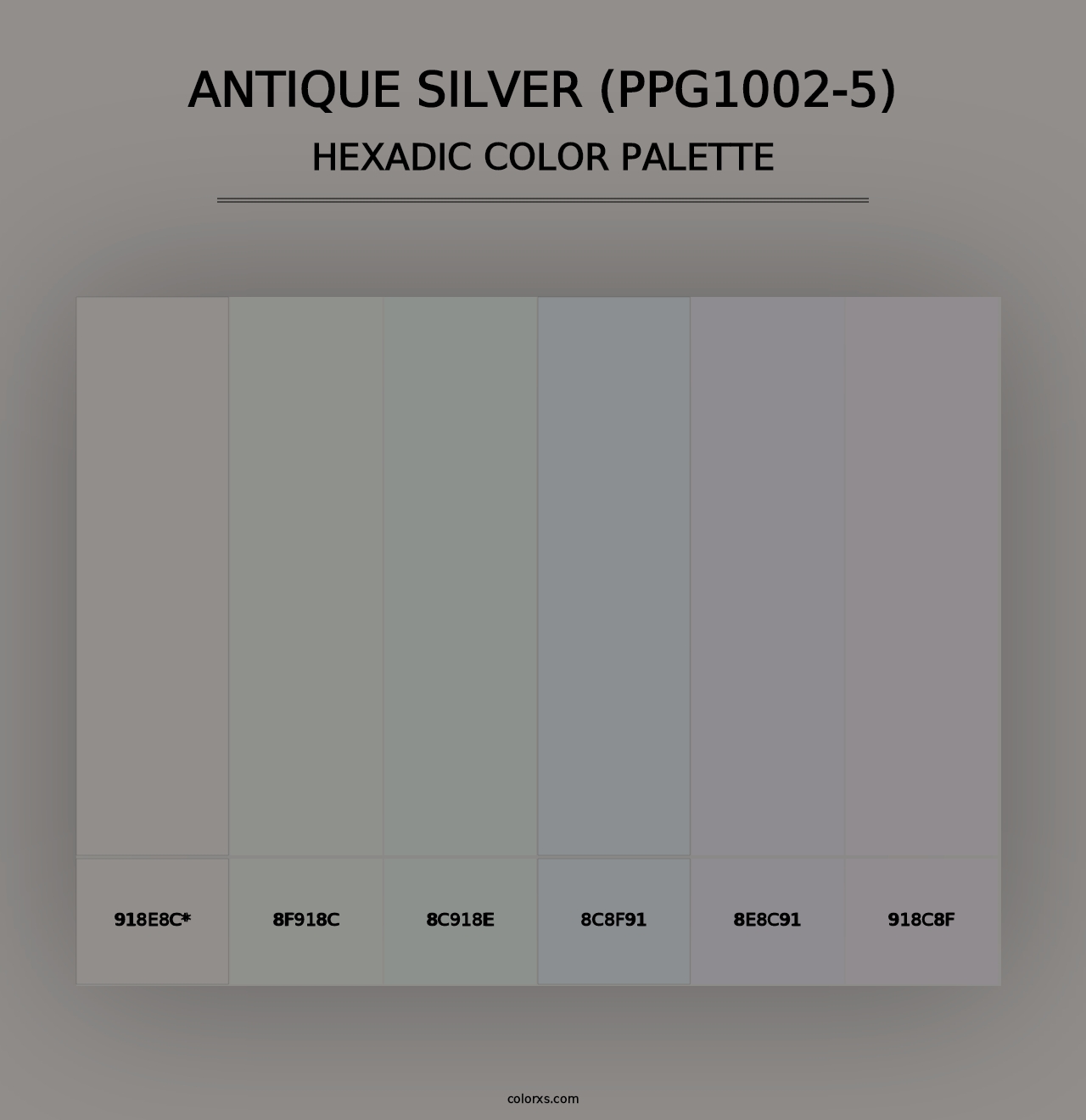 Antique Silver (PPG1002-5) - Hexadic Color Palette