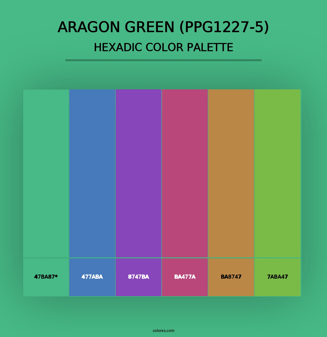 Aragon Green (PPG1227-5) - Hexadic Color Palette