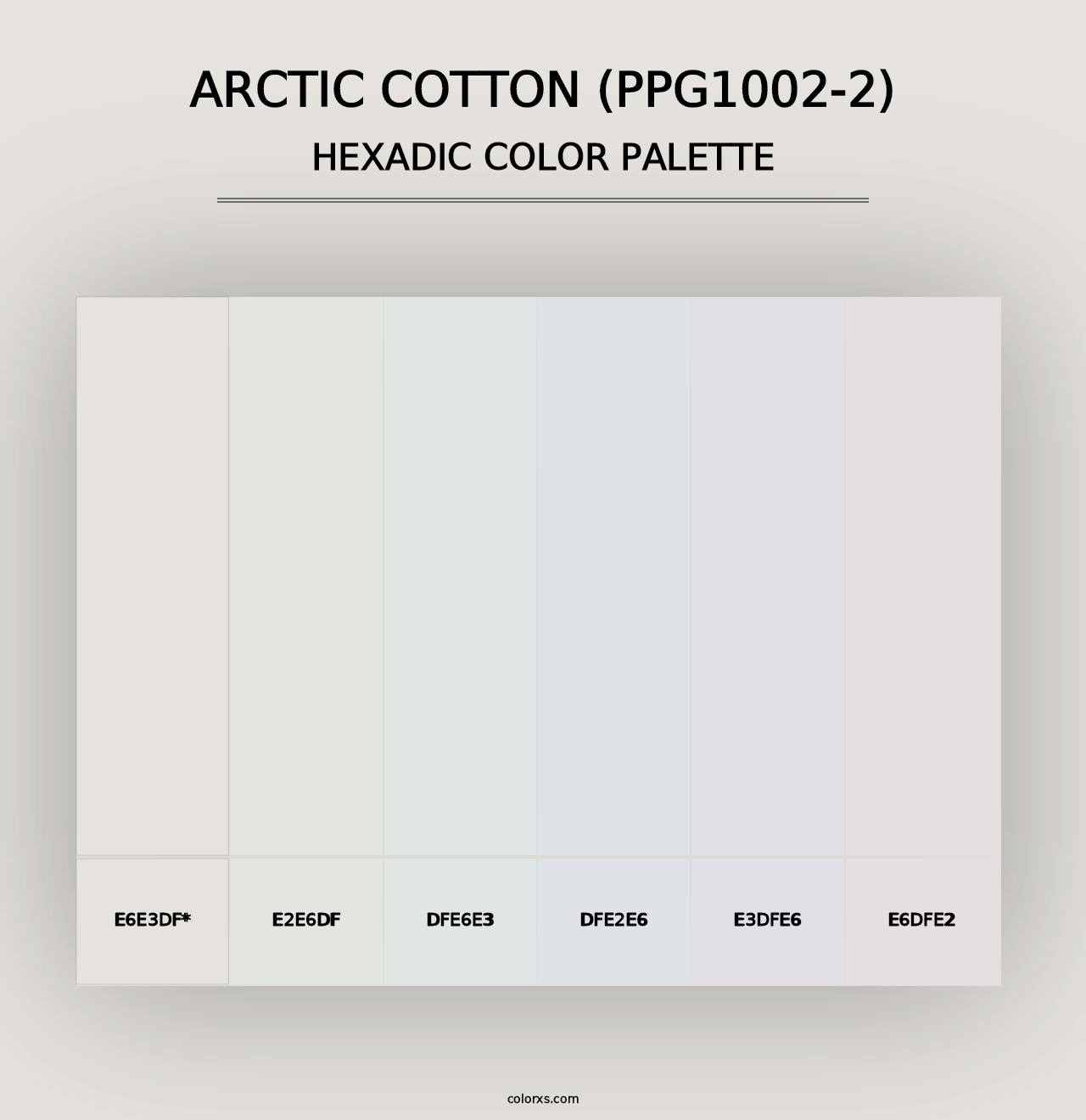 Arctic Cotton (PPG1002-2) - Hexadic Color Palette