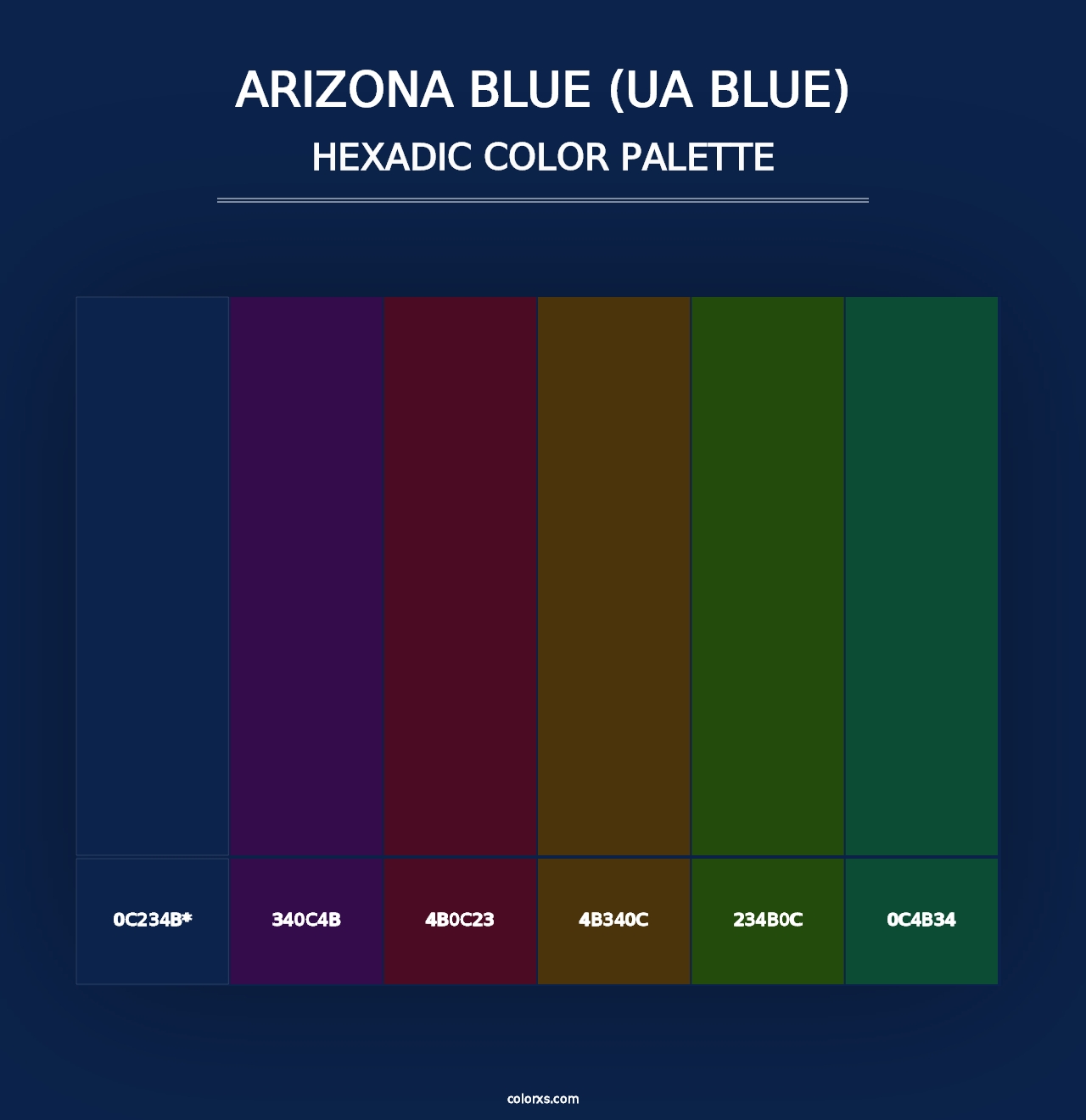 Arizona Blue (UA Blue) - Hexadic Color Palette