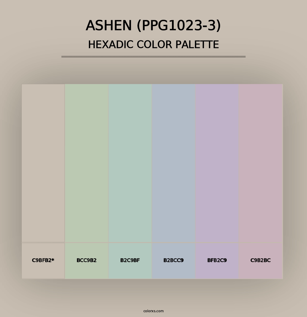 Ashen (PPG1023-3) - Hexadic Color Palette