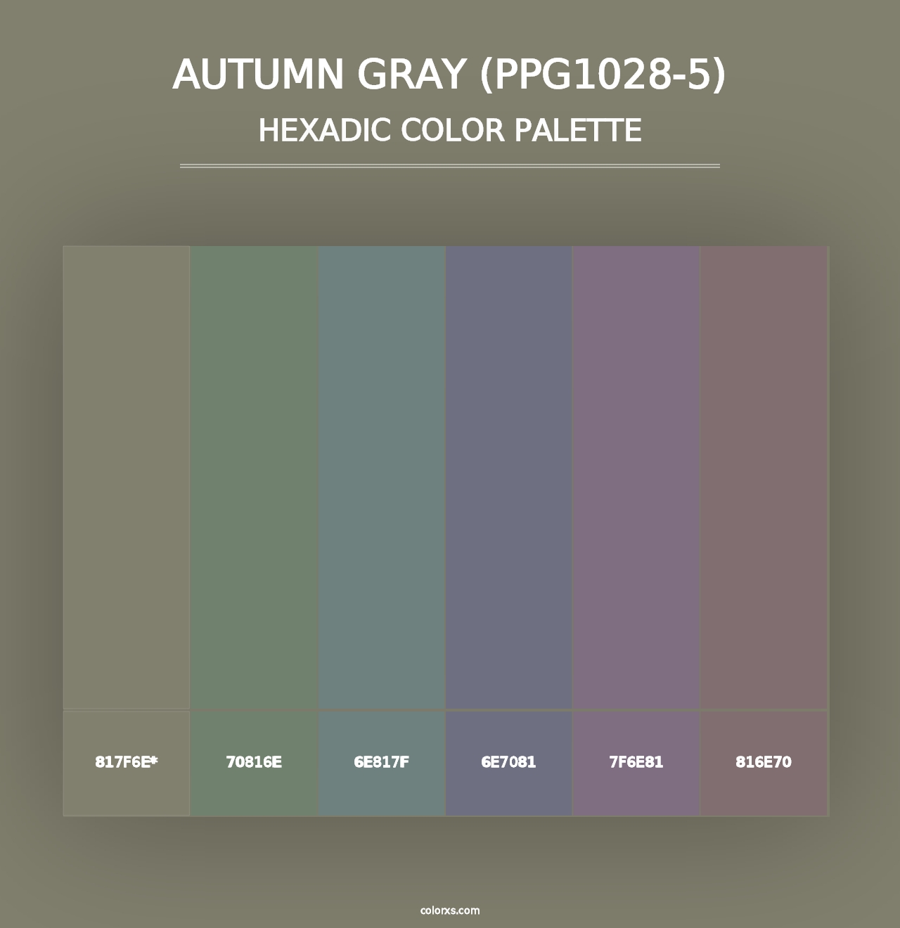 Autumn Gray (PPG1028-5) - Hexadic Color Palette