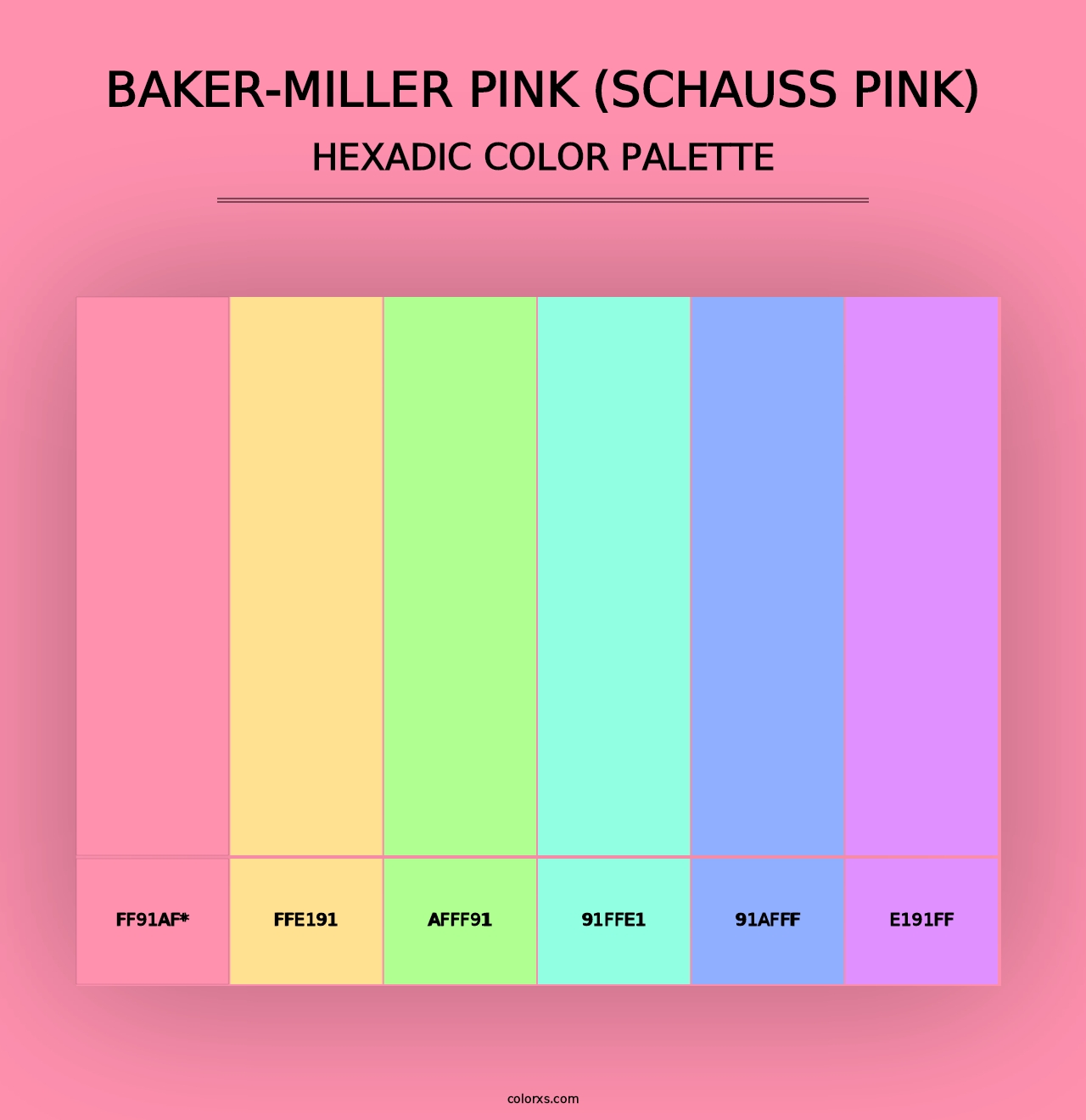 Baker-Miller Pink (Schauss Pink) - Hexadic Color Palette