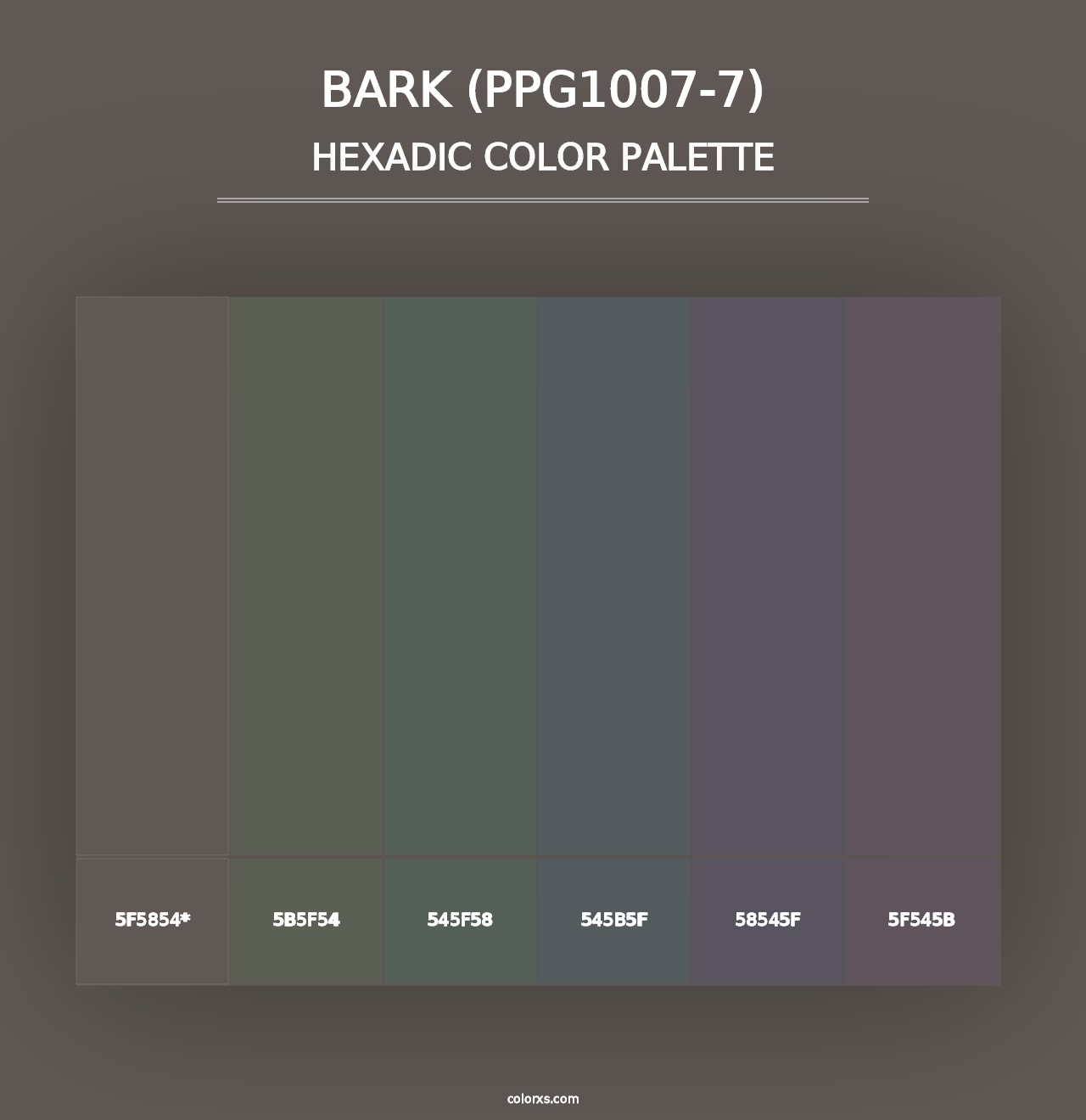 Bark (PPG1007-7) - Hexadic Color Palette