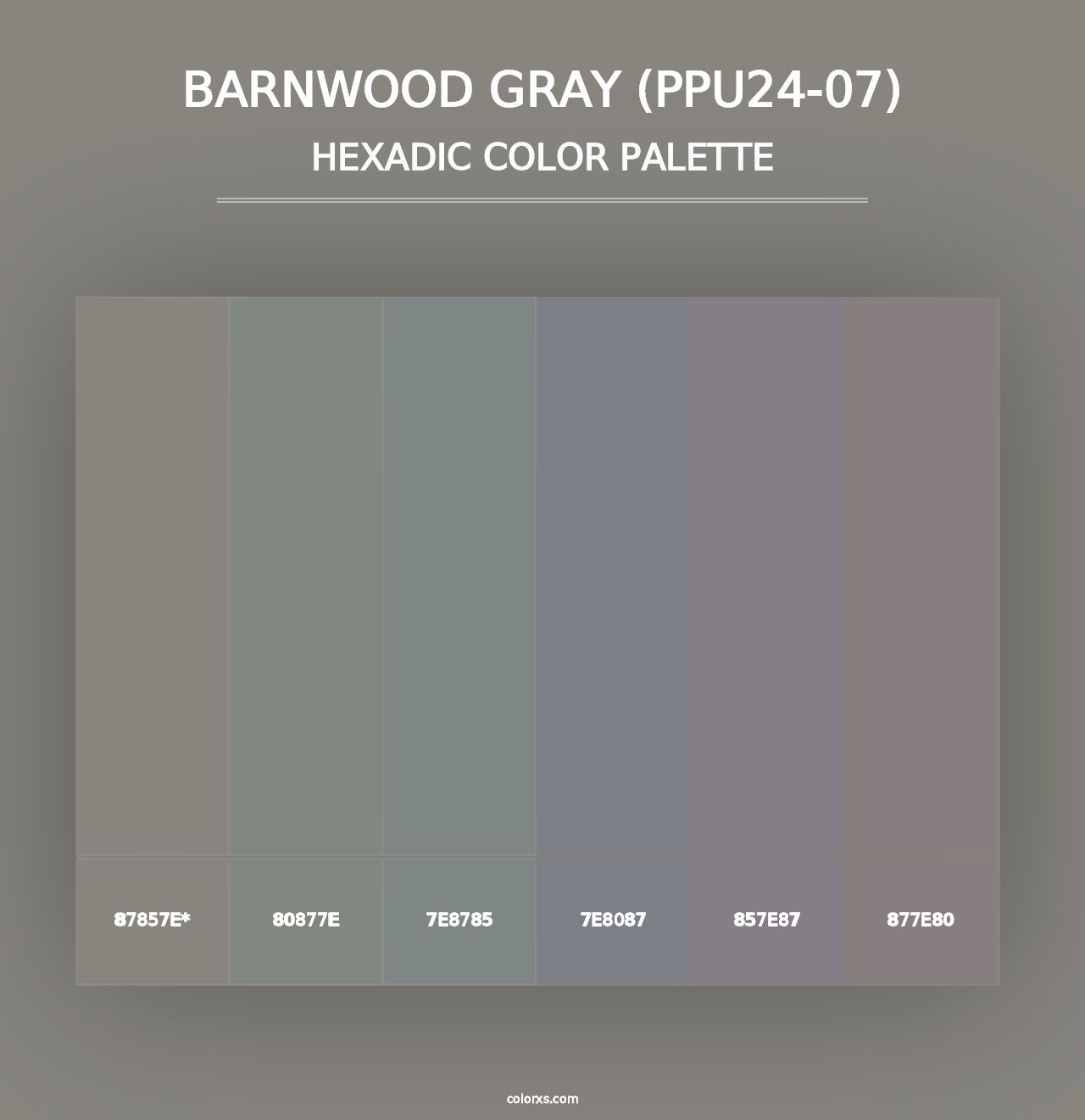 Barnwood Gray (PPU24-07) - Hexadic Color Palette