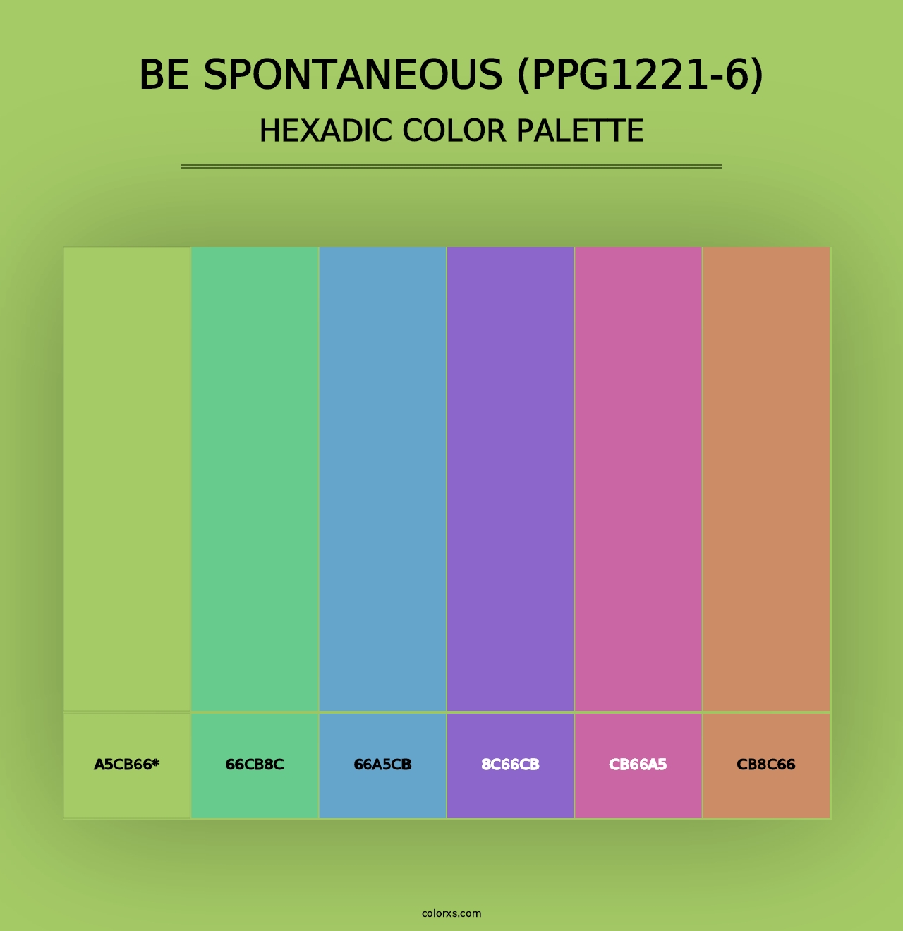 Be Spontaneous (PPG1221-6) - Hexadic Color Palette