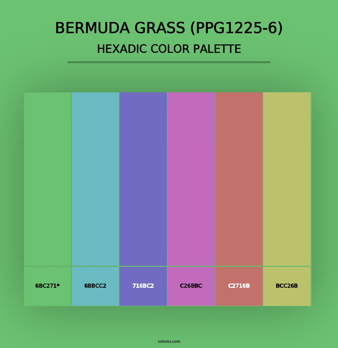 Bermuda Grass (PPG1225-6) - Hexadic Color Palette