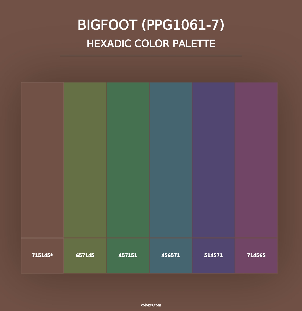 Bigfoot (PPG1061-7) - Hexadic Color Palette