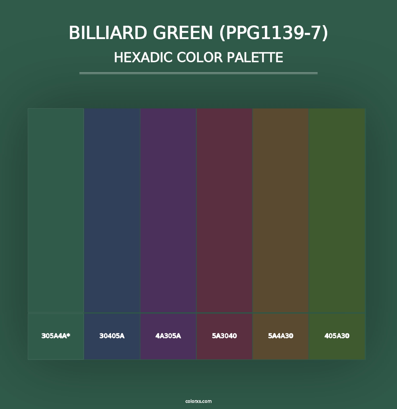 Billiard Green (PPG1139-7) - Hexadic Color Palette