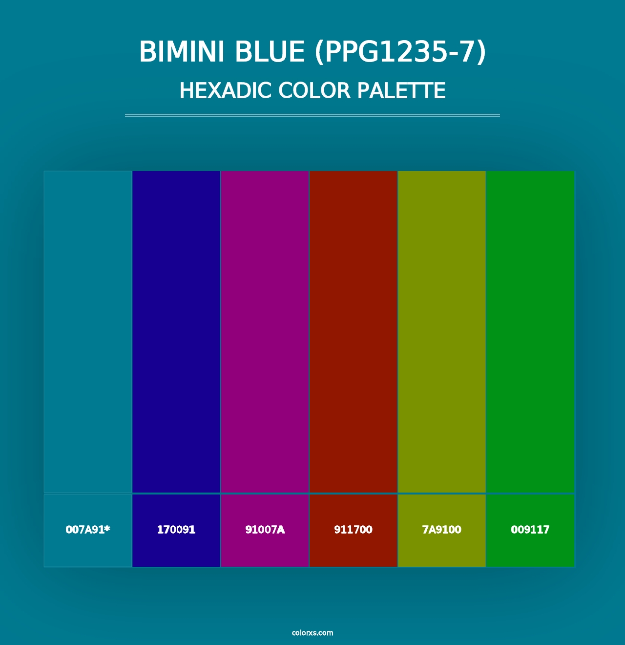 Bimini Blue (PPG1235-7) - Hexadic Color Palette