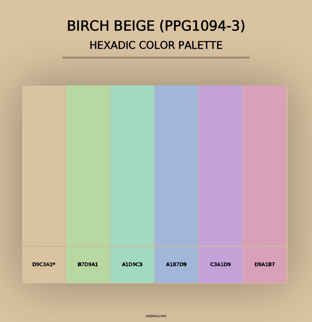 Birch Beige (PPG1094-3) - Hexadic Color Palette