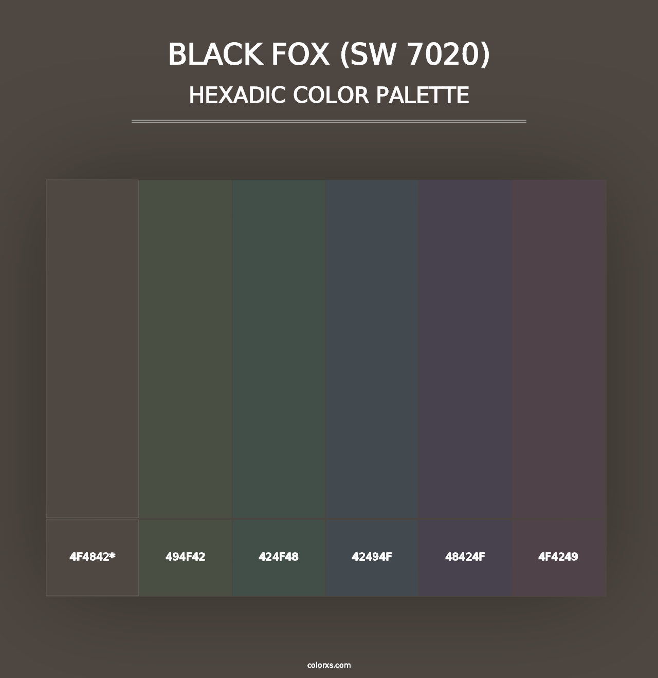 Black Fox (SW 7020) - Hexadic Color Palette