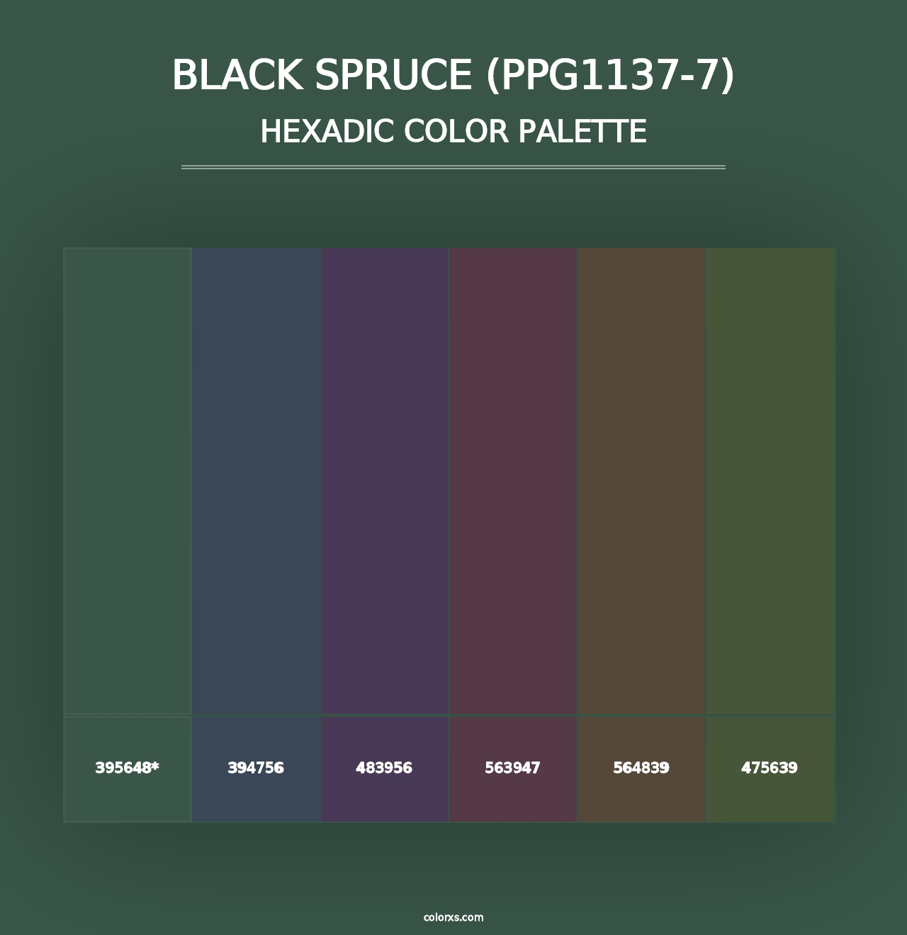 Black Spruce (PPG1137-7) - Hexadic Color Palette