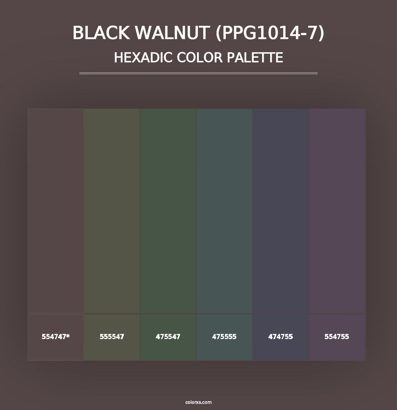 Black Walnut (PPG1014-7) - Hexadic Color Palette