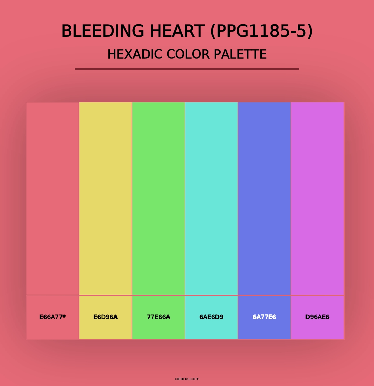 Bleeding Heart (PPG1185-5) - Hexadic Color Palette