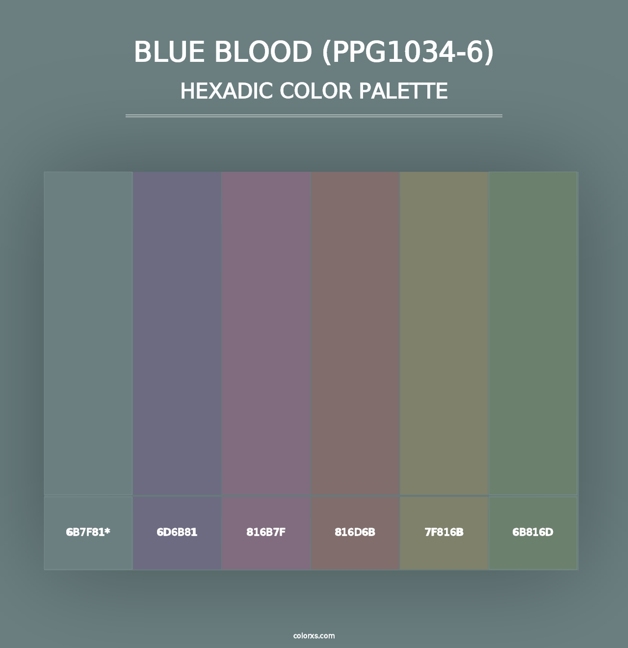 Blue Blood (PPG1034-6) - Hexadic Color Palette