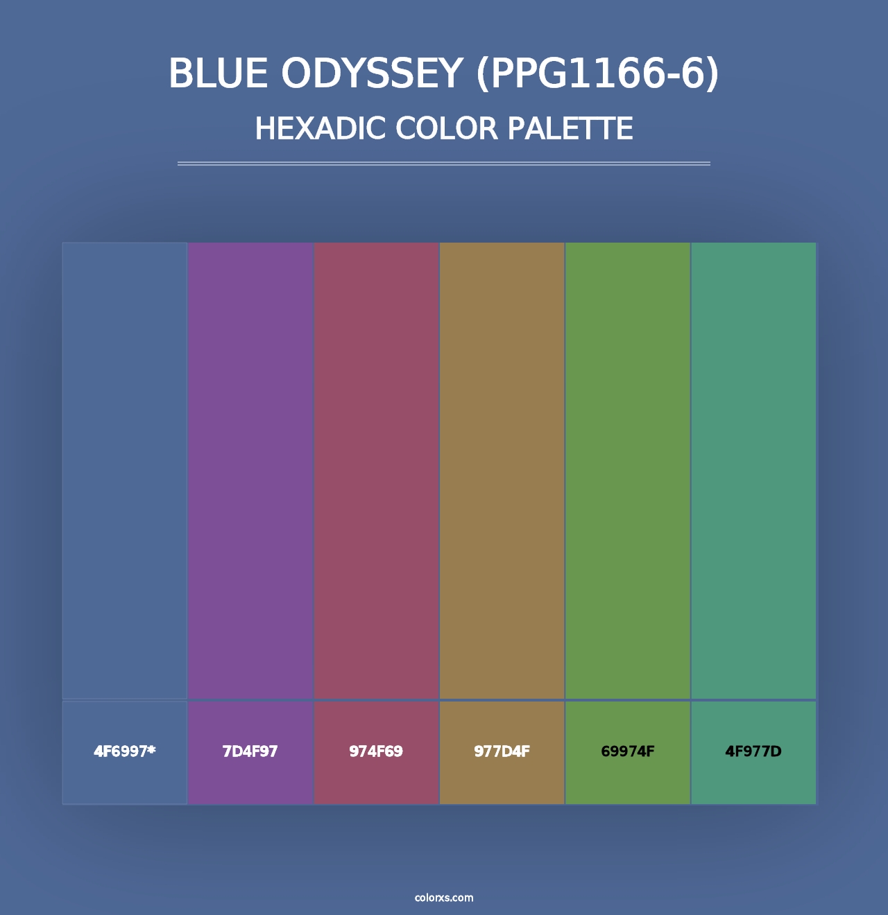 Blue Odyssey (PPG1166-6) - Hexadic Color Palette