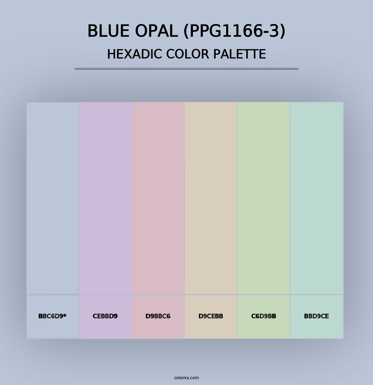 Blue Opal (PPG1166-3) - Hexadic Color Palette