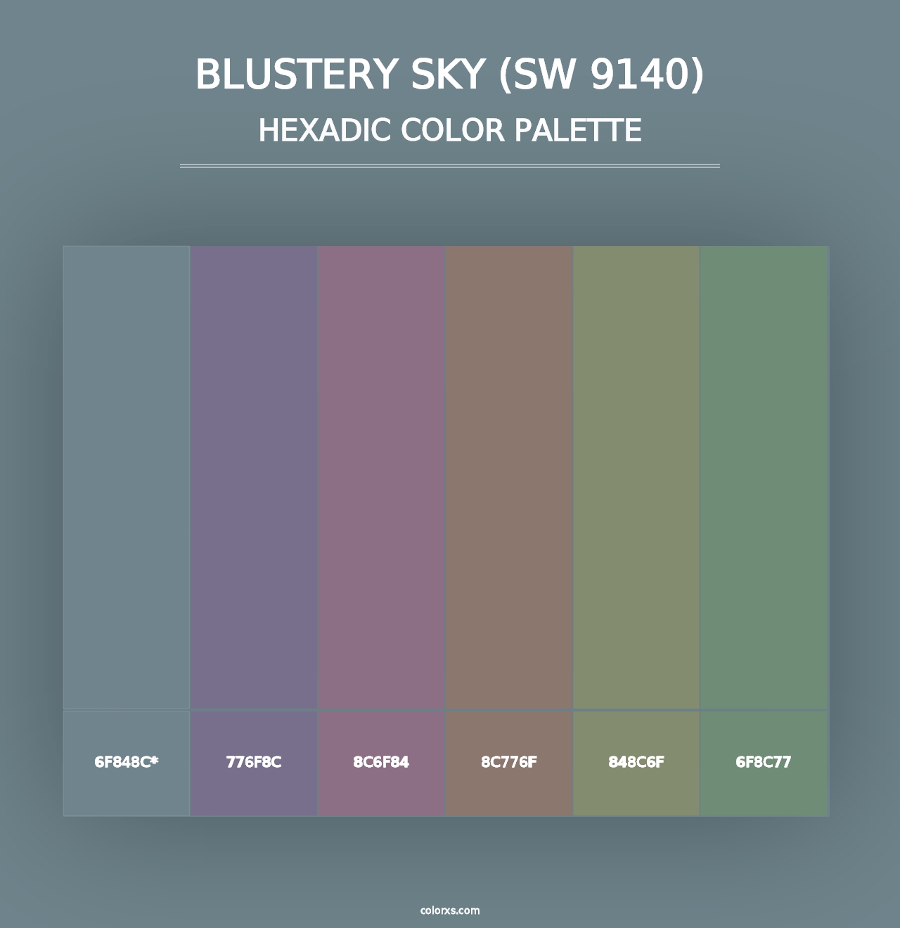 Blustery Sky (SW 9140) - Hexadic Color Palette