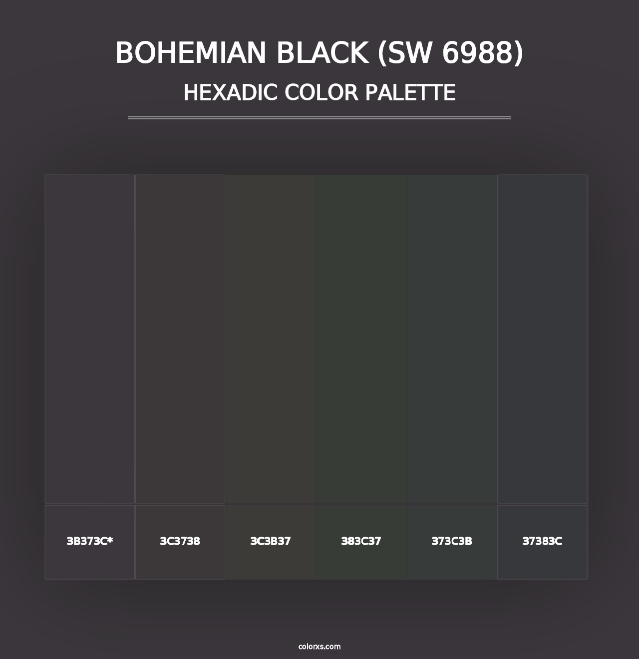 Bohemian Black (SW 6988) - Hexadic Color Palette