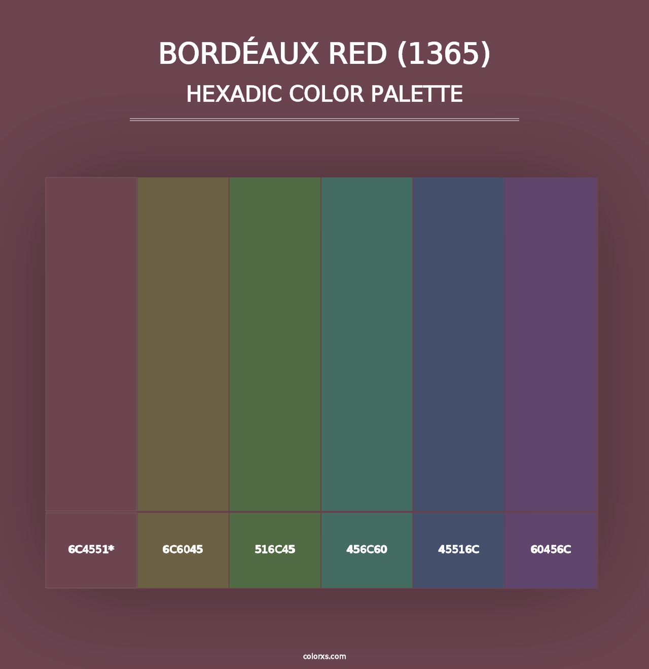 Bordéaux Red (1365) - Hexadic Color Palette