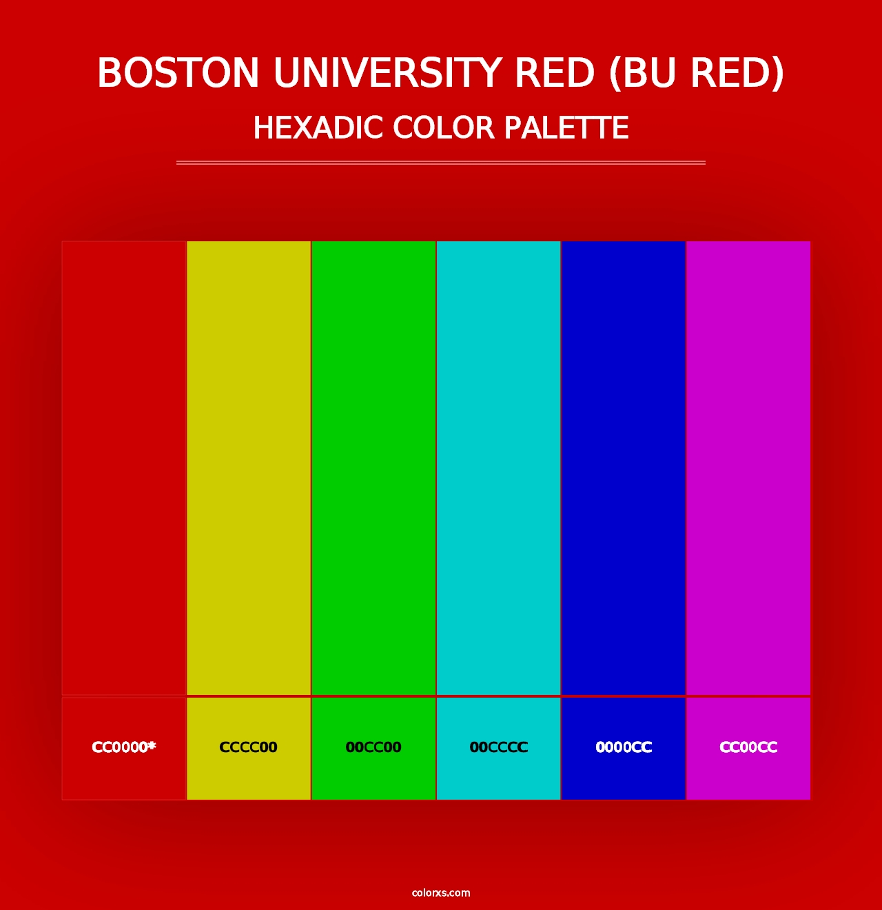 Boston University Red (BU Red) - Hexadic Color Palette