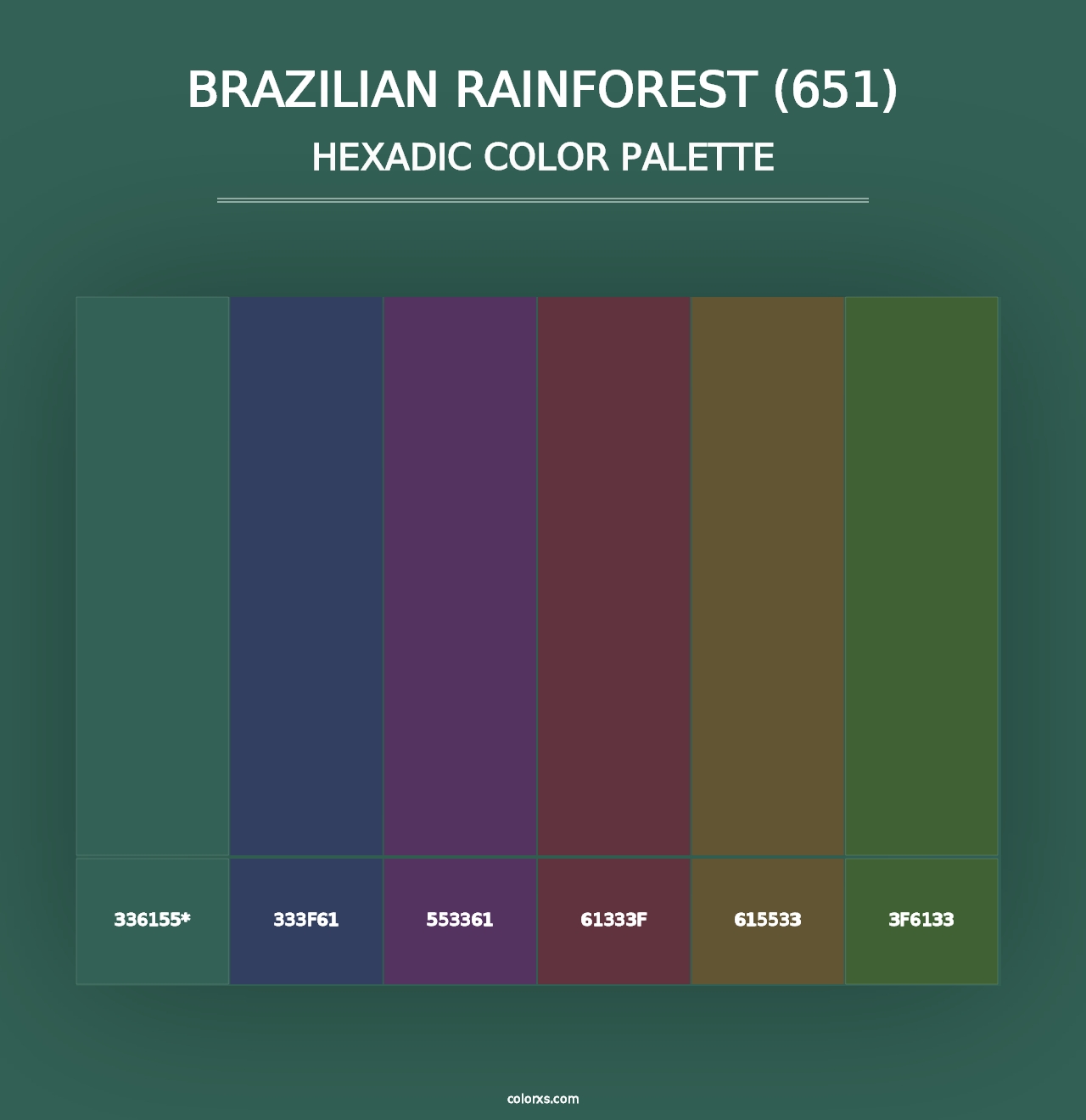 Brazilian Rainforest (651) - Hexadic Color Palette