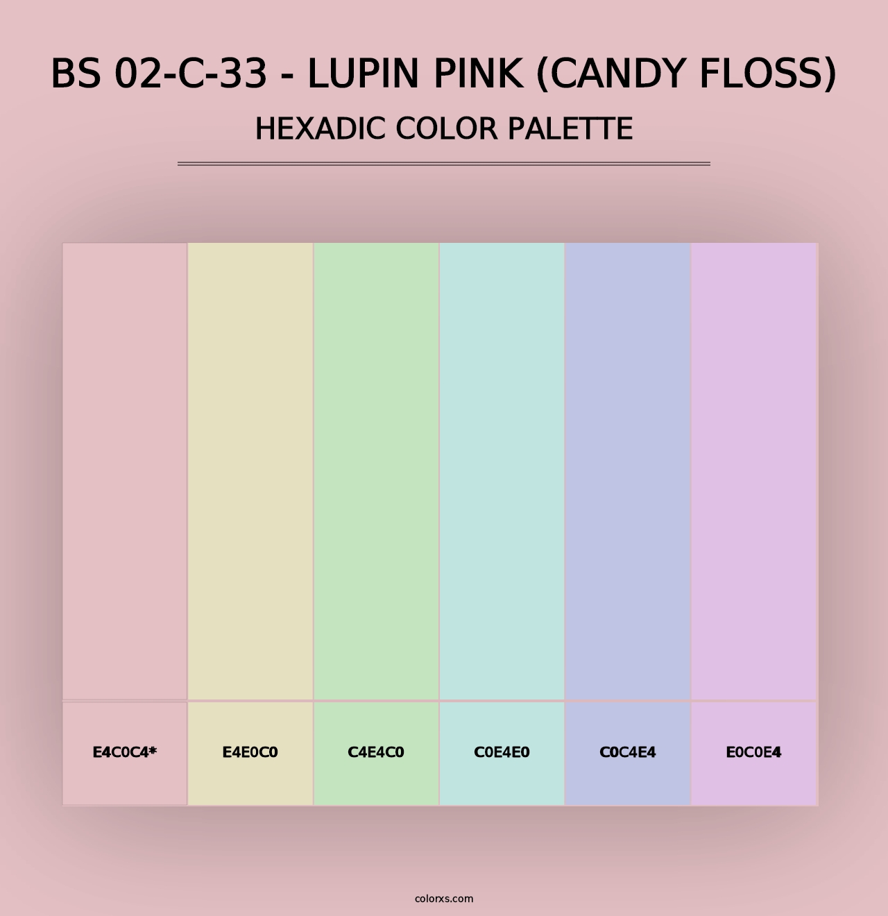 BS 02-C-33 - Lupin Pink (Candy Floss) - Hexadic Color Palette