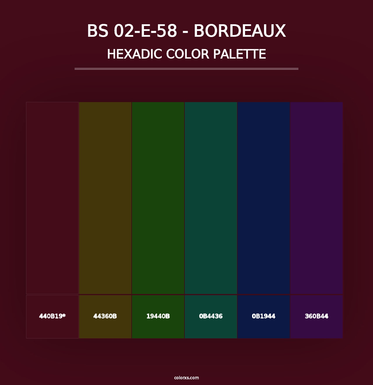 BS 02-E-58 - Bordeaux - Hexadic Color Palette