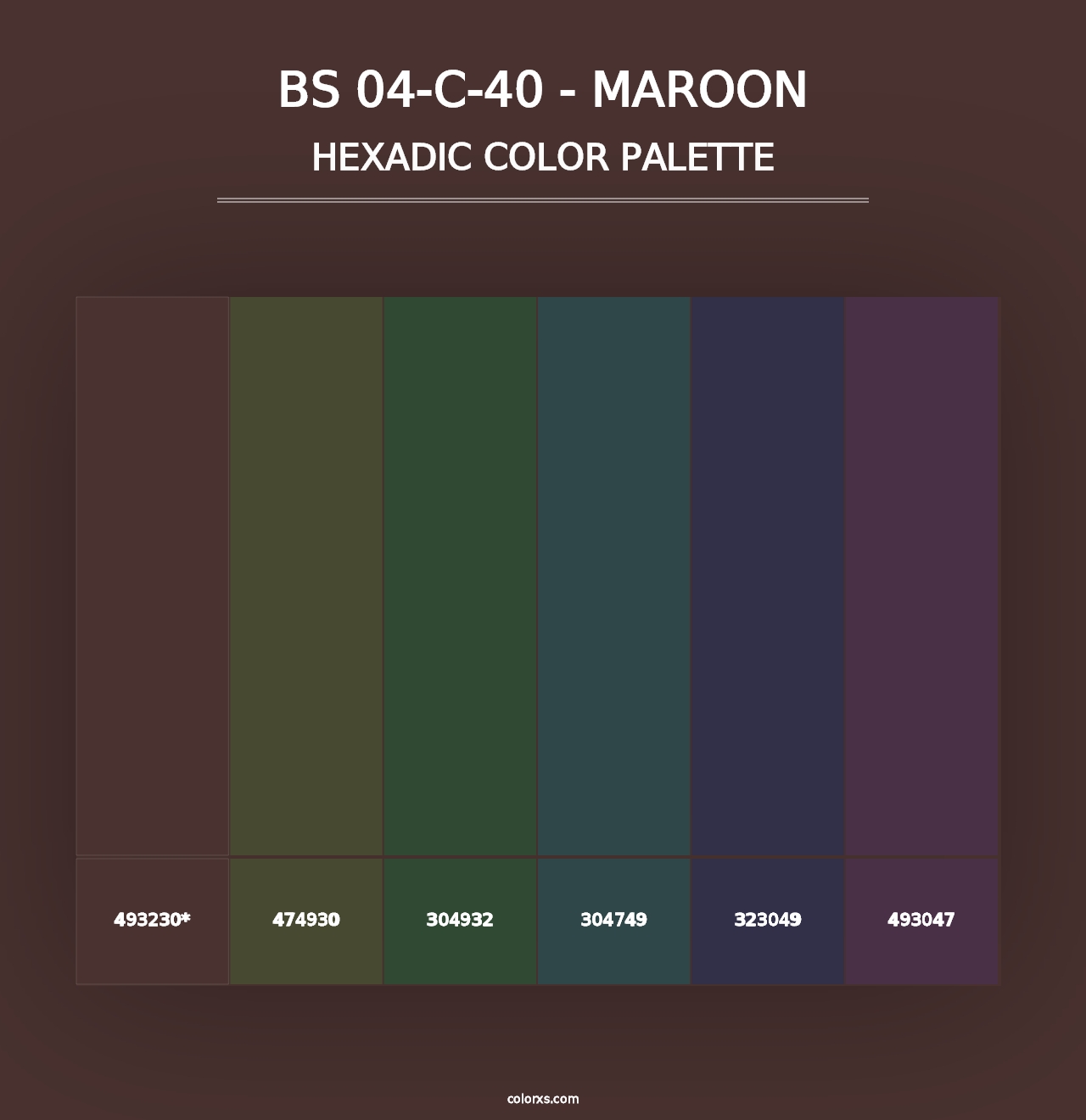 BS 04-C-40 - Maroon - Hexadic Color Palette